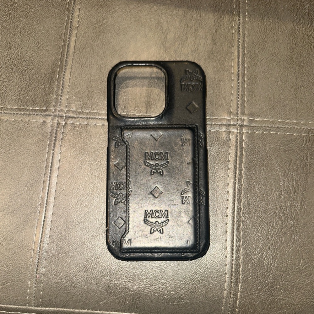 iPhone 14 Pro MCM Embossed Black Phone Case